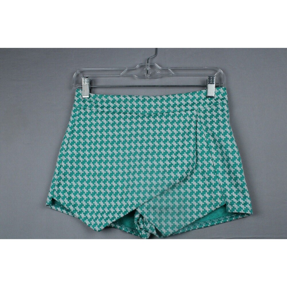 Leyva's Women Skort Shirt Shorts 70's Styel Green Small Summer Wear Zipper